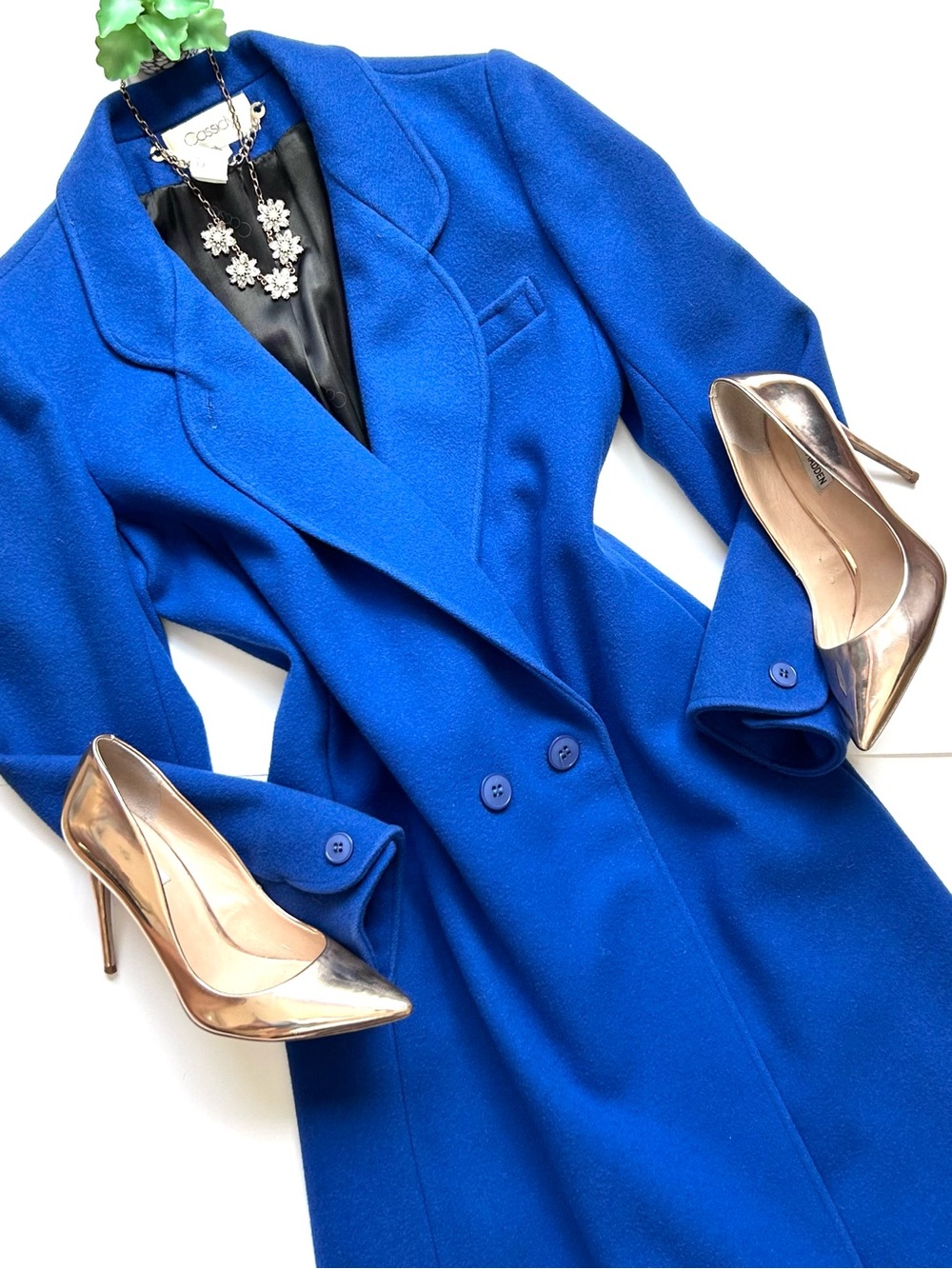 Vintage Cassidy Royal Blue Wool Double Breasted Coat Size 6